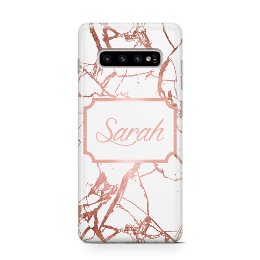 Personalised Rose Gold Marble Name Protective Samsung Galaxy Case