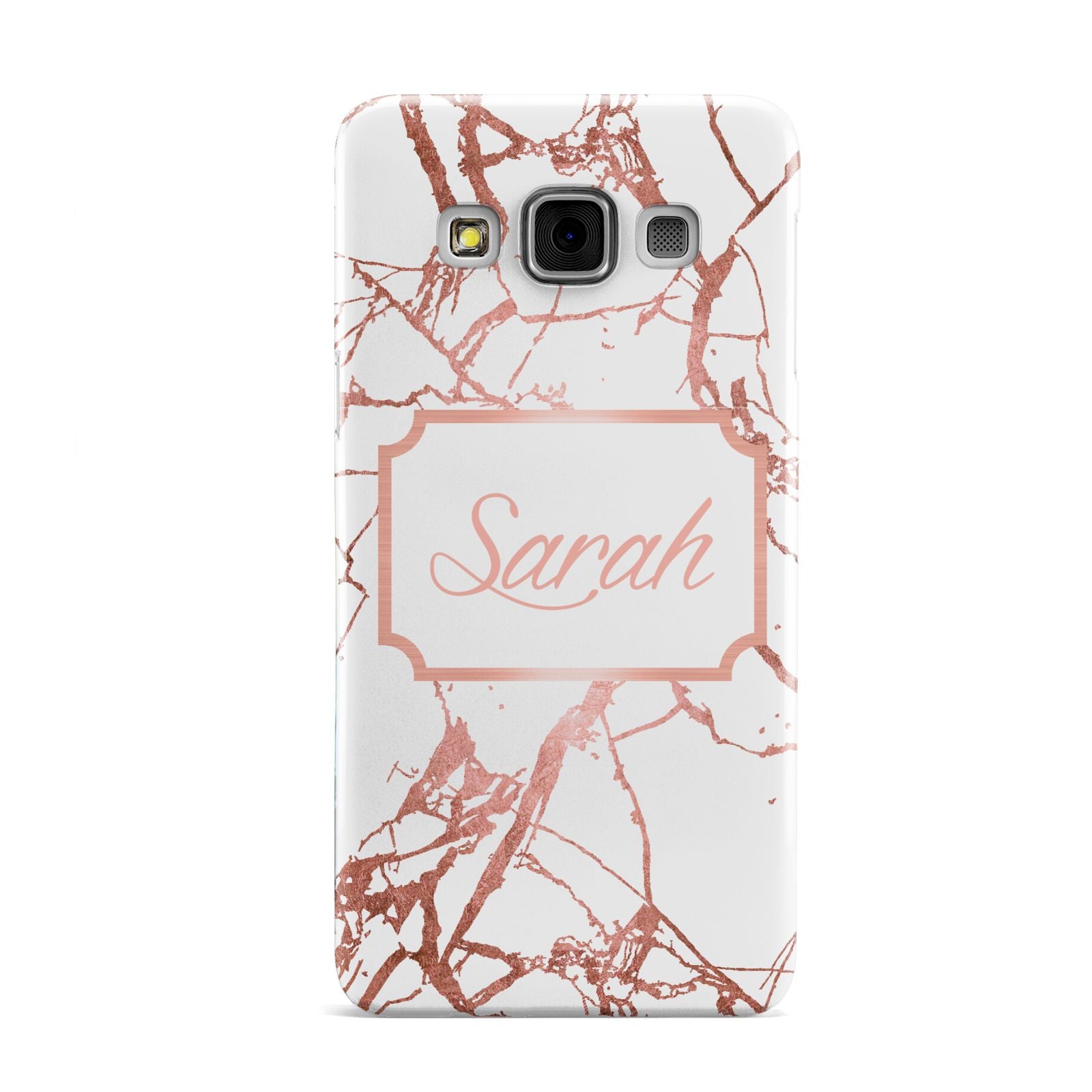 Personalised Rose Gold Marble Name Samsung Galaxy A3 Case