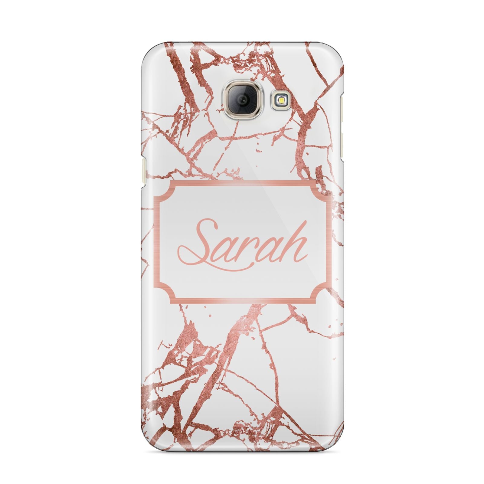 Personalised Rose Gold Marble Name Samsung Galaxy A8 2016 Case