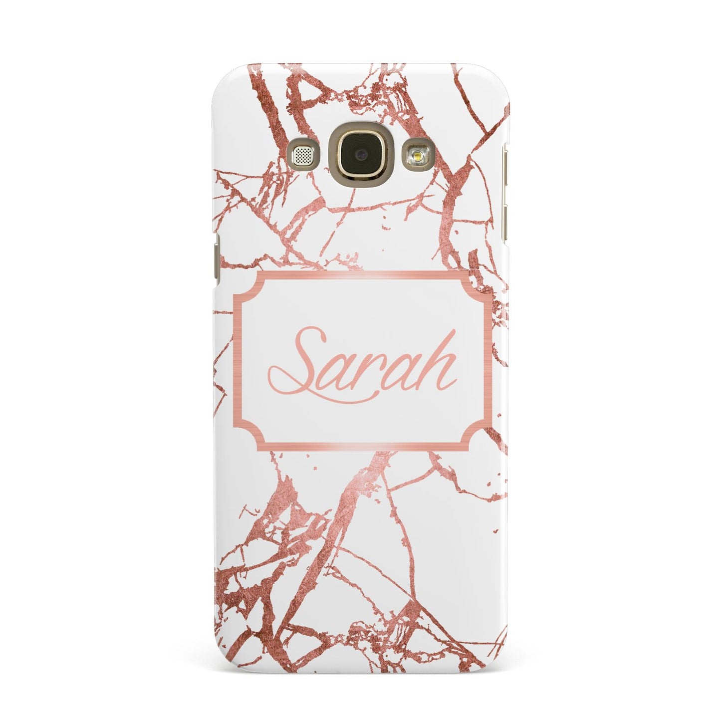 Personalised Rose Gold Marble Name Samsung Galaxy A8 Case