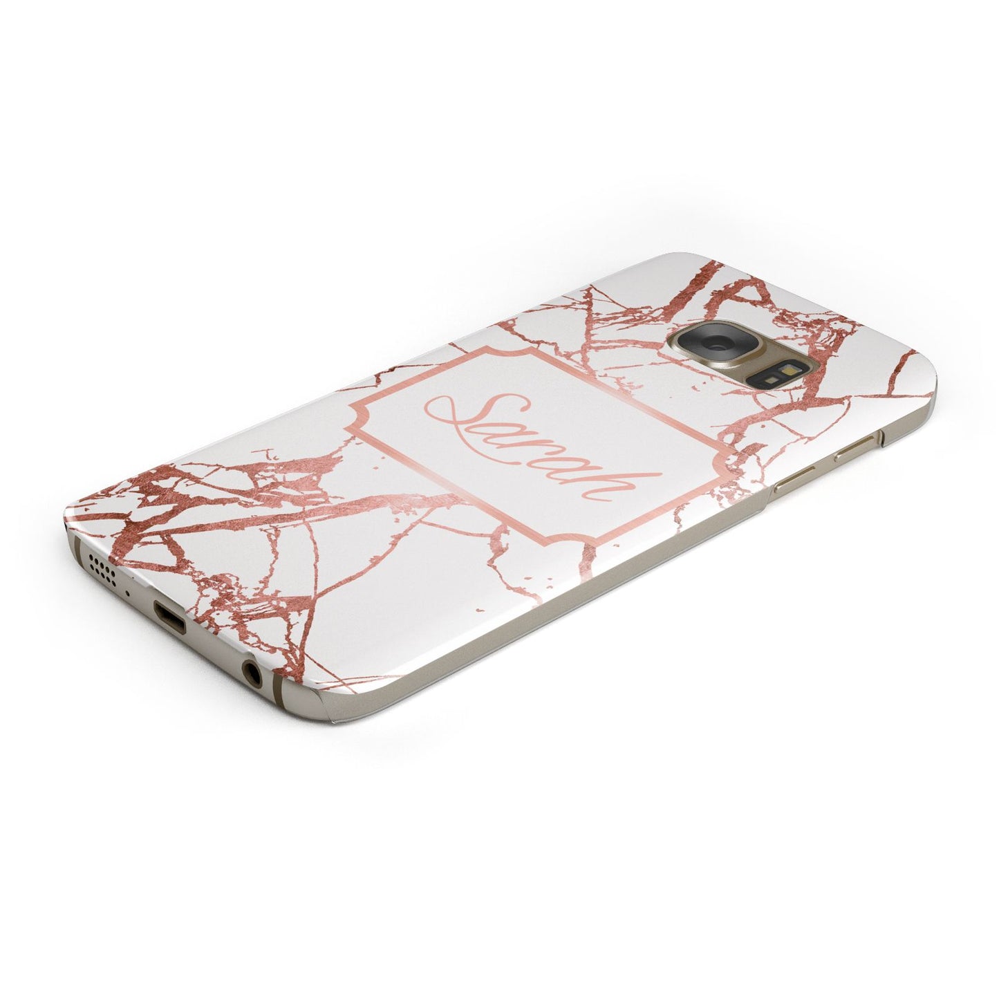 Personalised Rose Gold Marble Name Samsung Galaxy Case Bottom Cutout