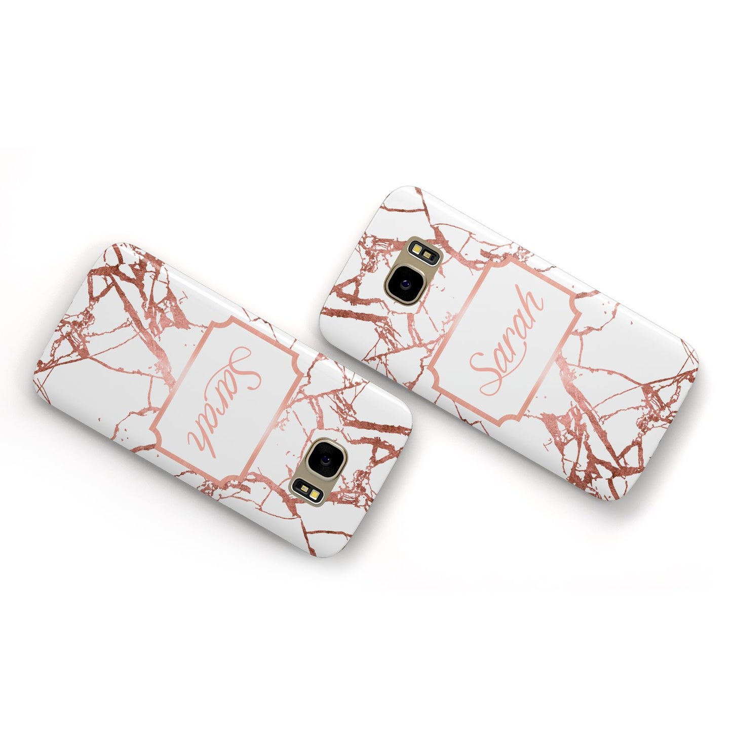 Personalised Rose Gold Marble Name Samsung Galaxy Case Flat Overview