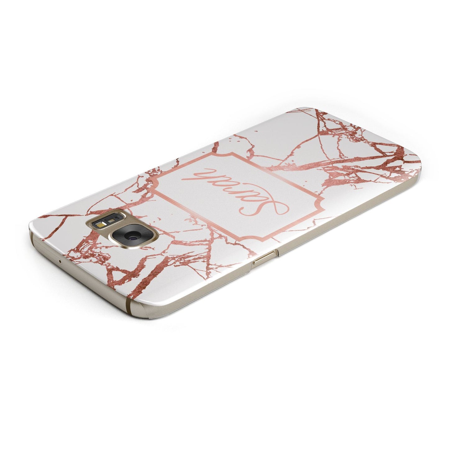 Personalised Rose Gold Marble Name Samsung Galaxy Case Top Cutout