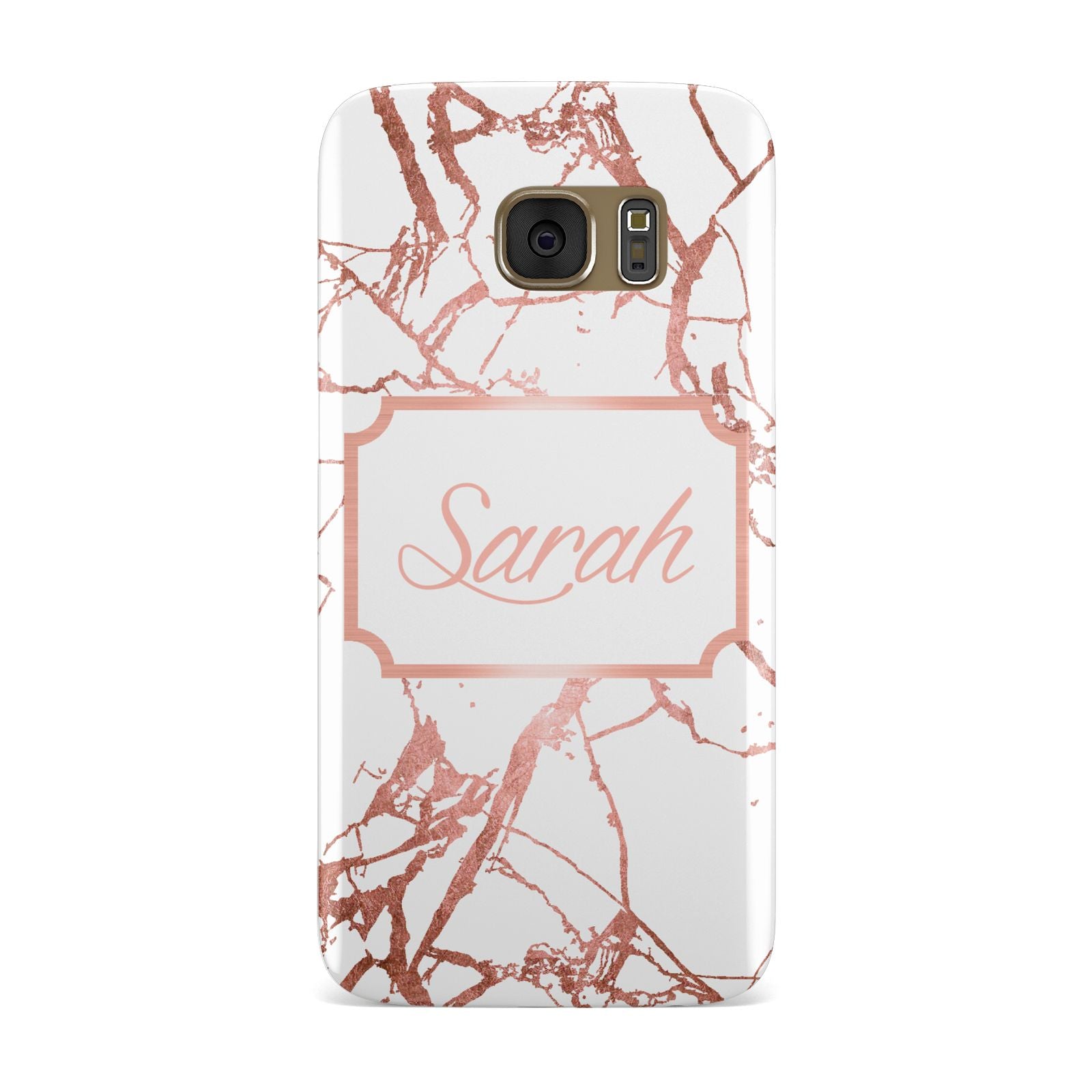 Personalised Rose Gold Marble Name Samsung Galaxy Case