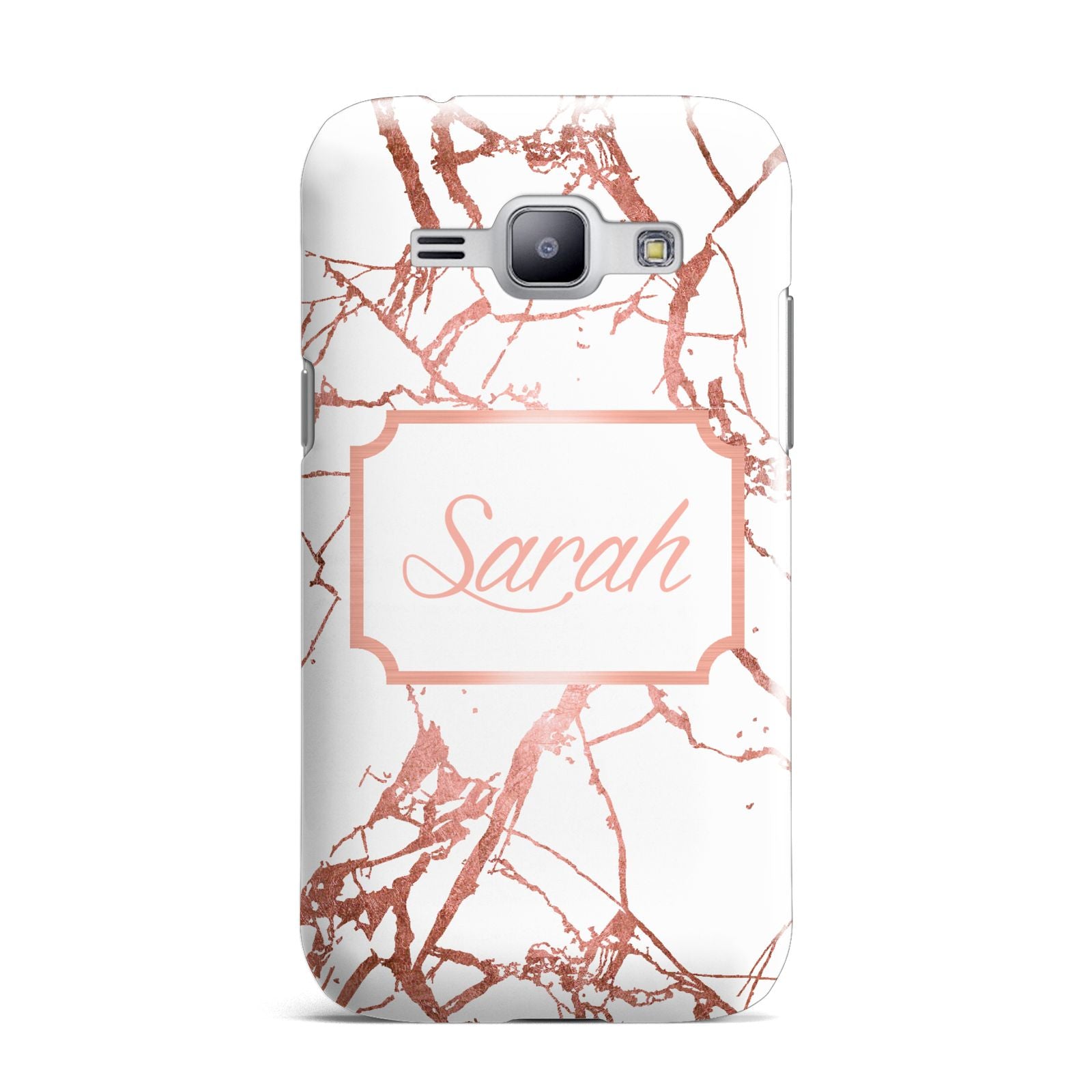 Personalised Rose Gold Marble Name Samsung Galaxy J1 2015 Case