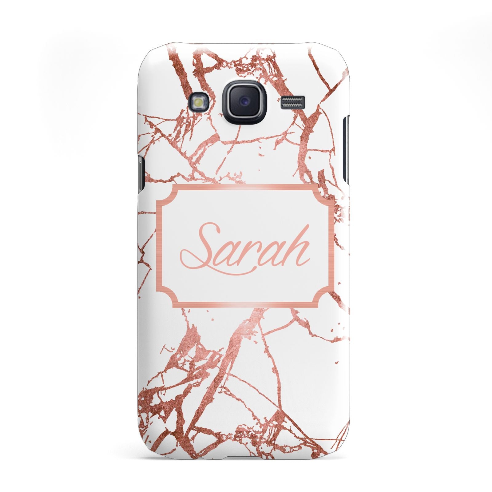 Personalised Rose Gold Marble Name Samsung Galaxy J5 Case