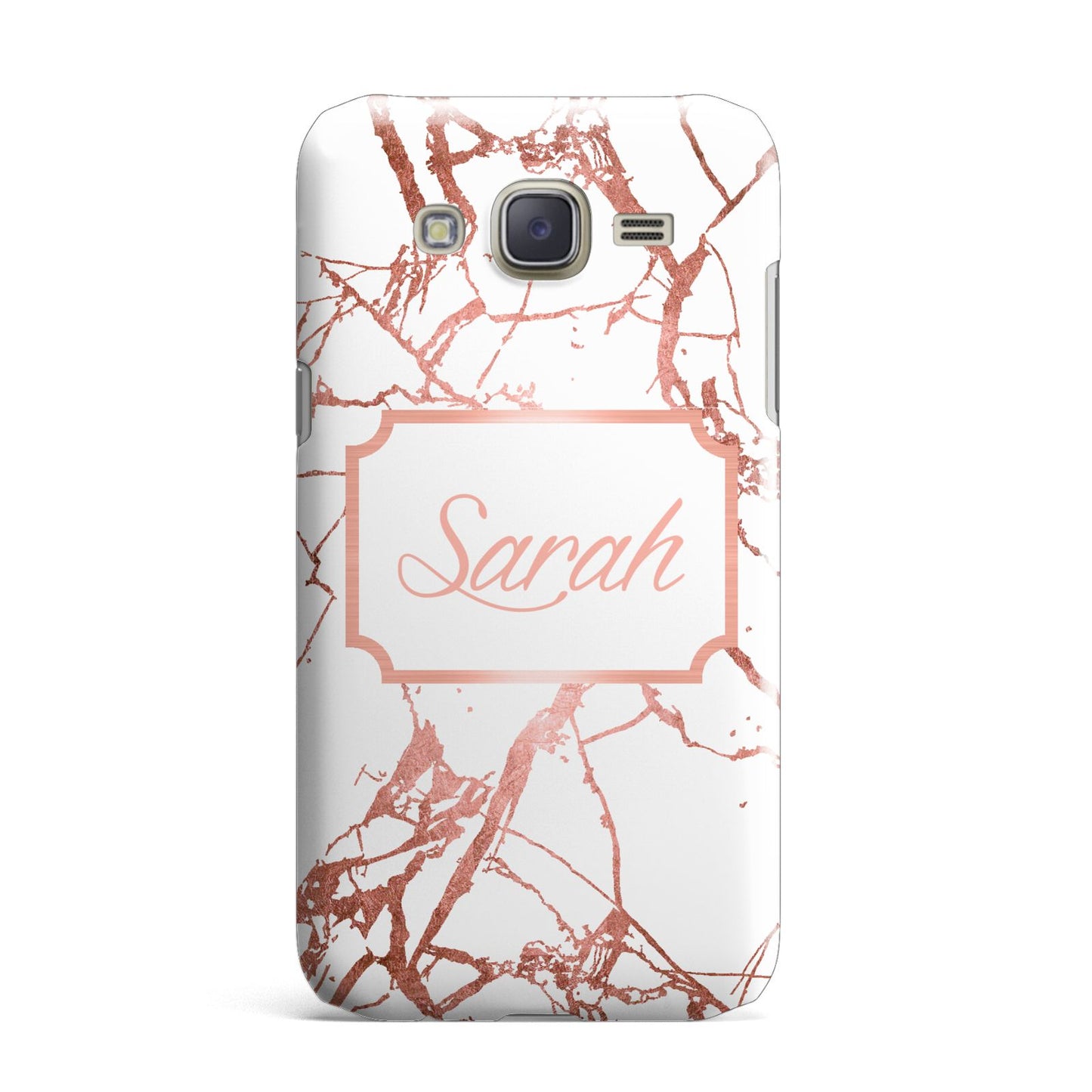 Personalised Rose Gold Marble Name Samsung Galaxy J7 Case
