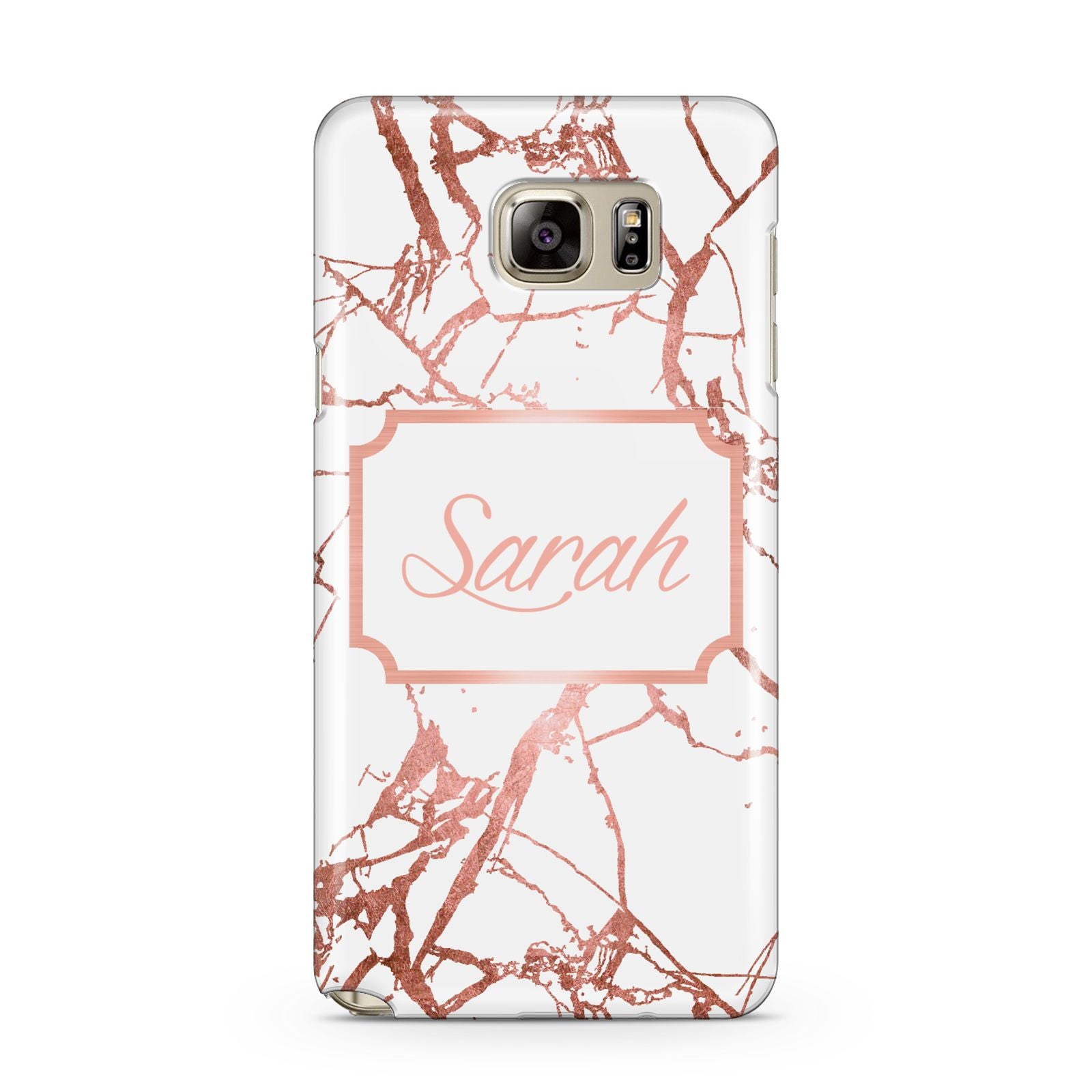 Personalised Rose Gold Marble Name Samsung Galaxy Note 5 Case