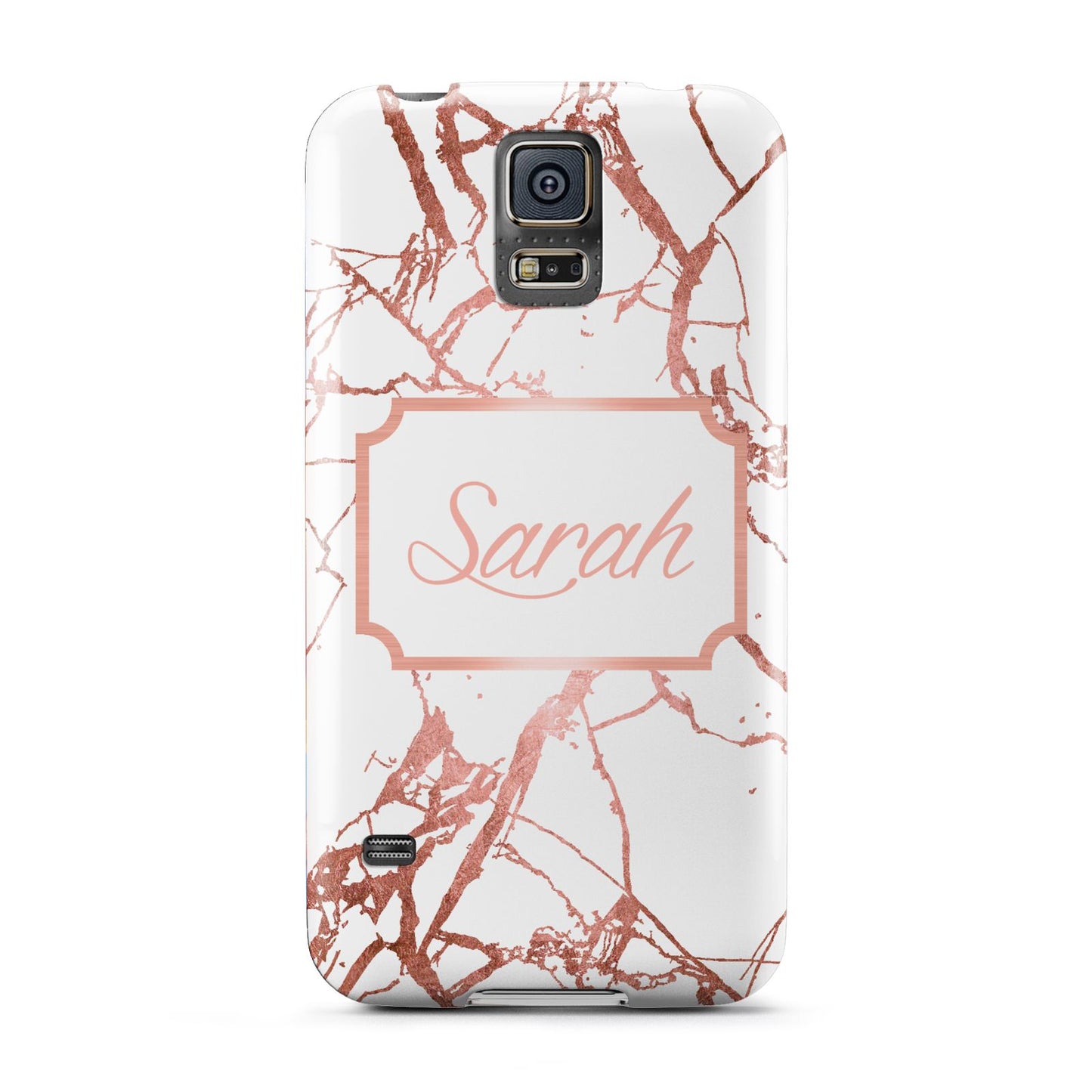 Personalised Rose Gold Marble Name Samsung Galaxy S5 Case