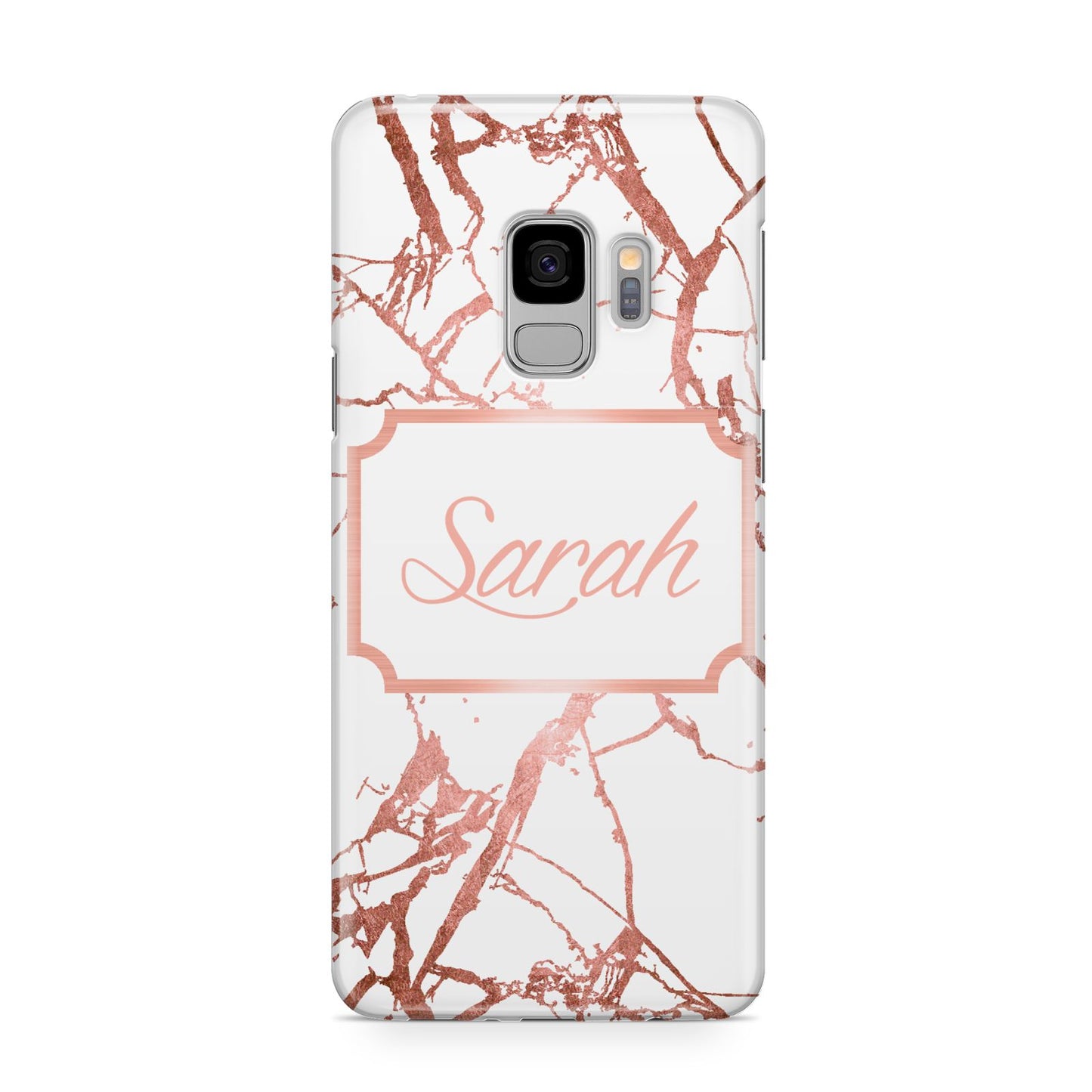 Personalised Rose Gold Marble Name Samsung Galaxy S9 Case