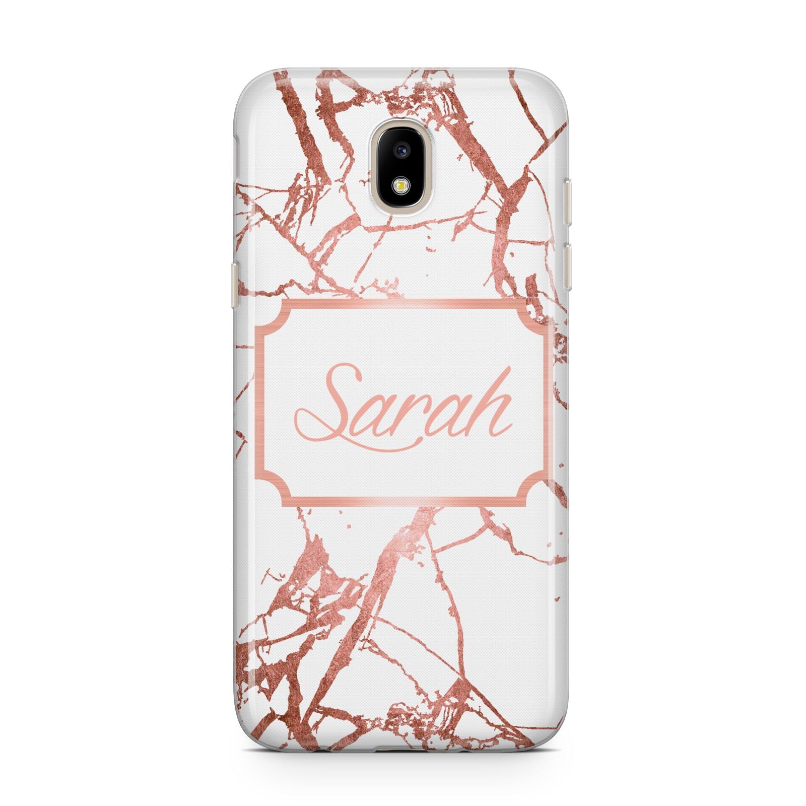 Personalised Rose Gold Marble Name Samsung J5 2017 Case