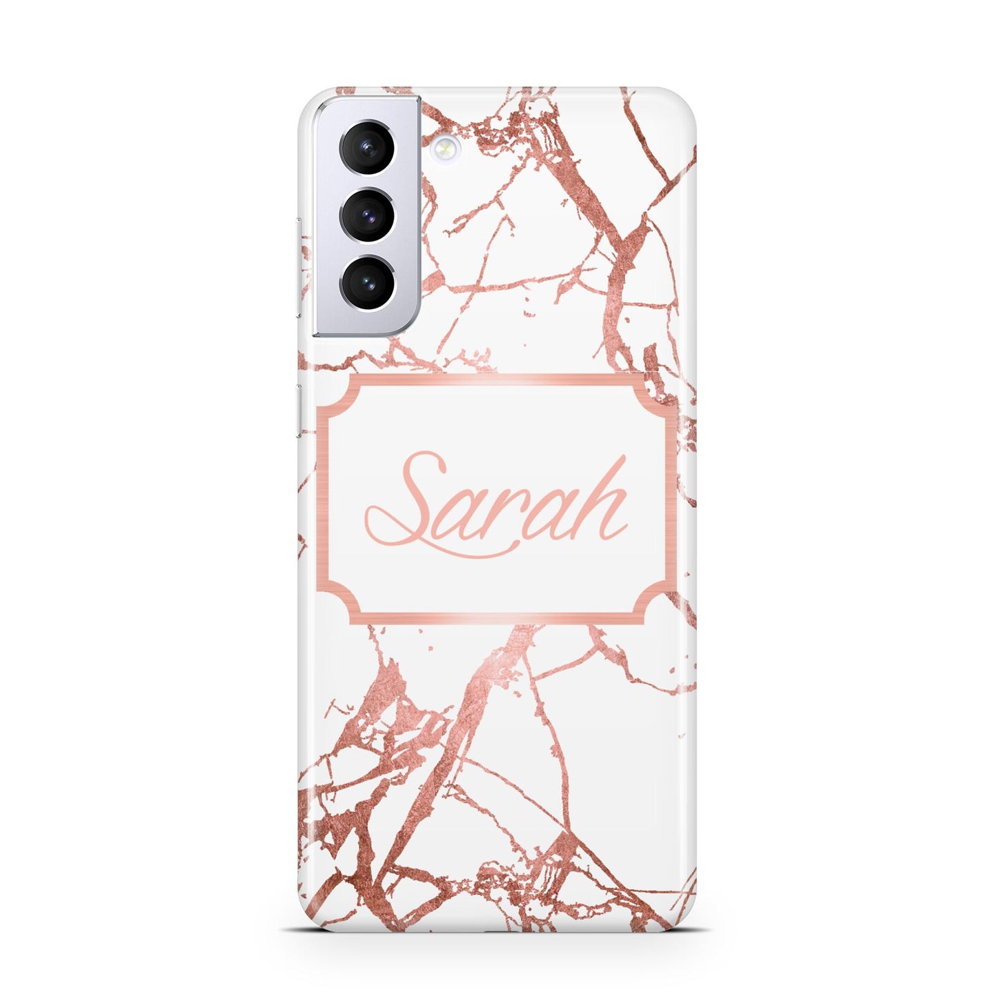 Personalised Rose Gold Marble Name Samsung S21 Plus Phone Case