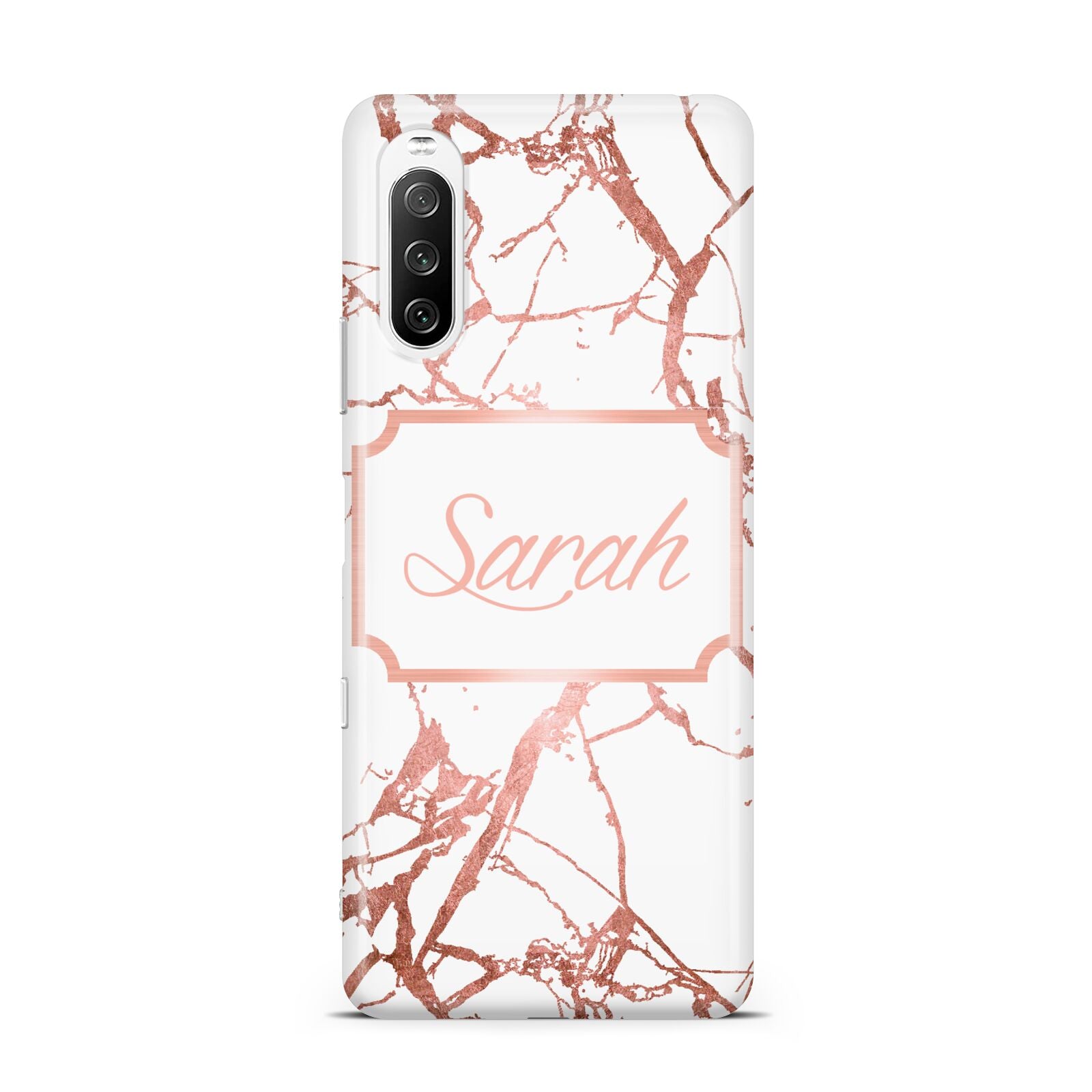 Personalised Rose Gold Marble Name Sony Xperia 10 III Case