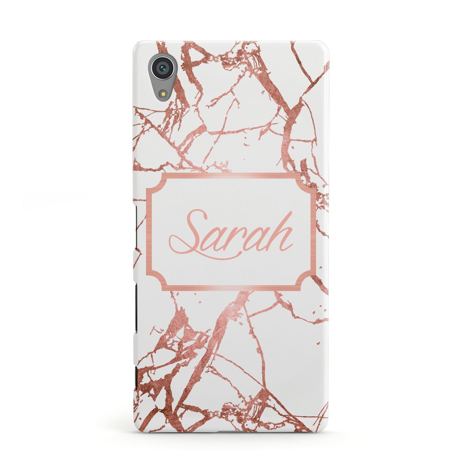 Personalised Rose Gold Marble Name Sony Xperia Case