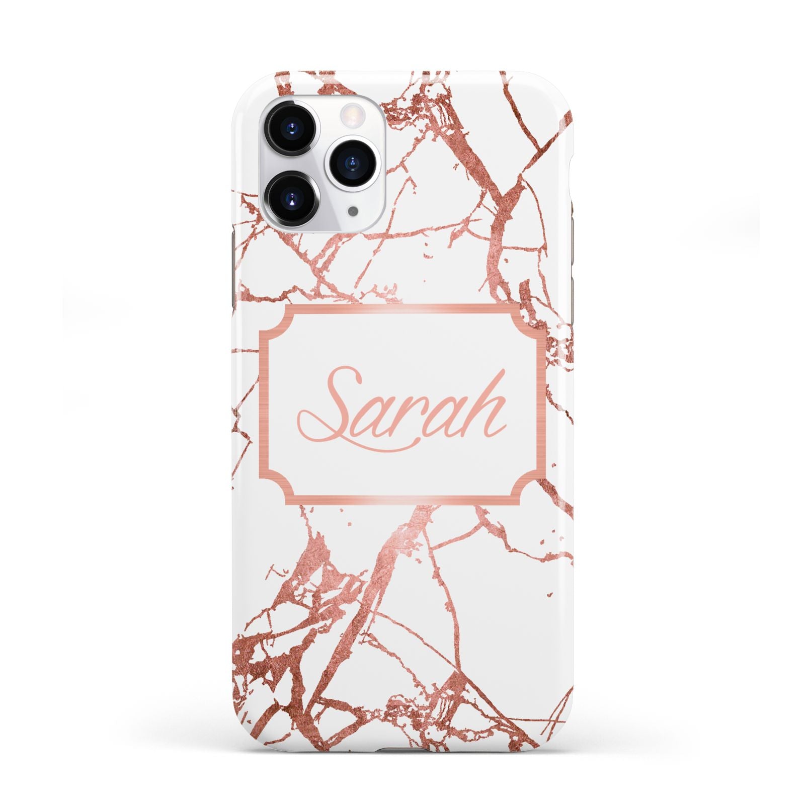 Personalised Rose Gold Marble Name iPhone 11 Pro 3D Tough Case
