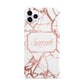 Personalised Rose Gold Marble Name iPhone 11 Pro Max 3D Snap Case