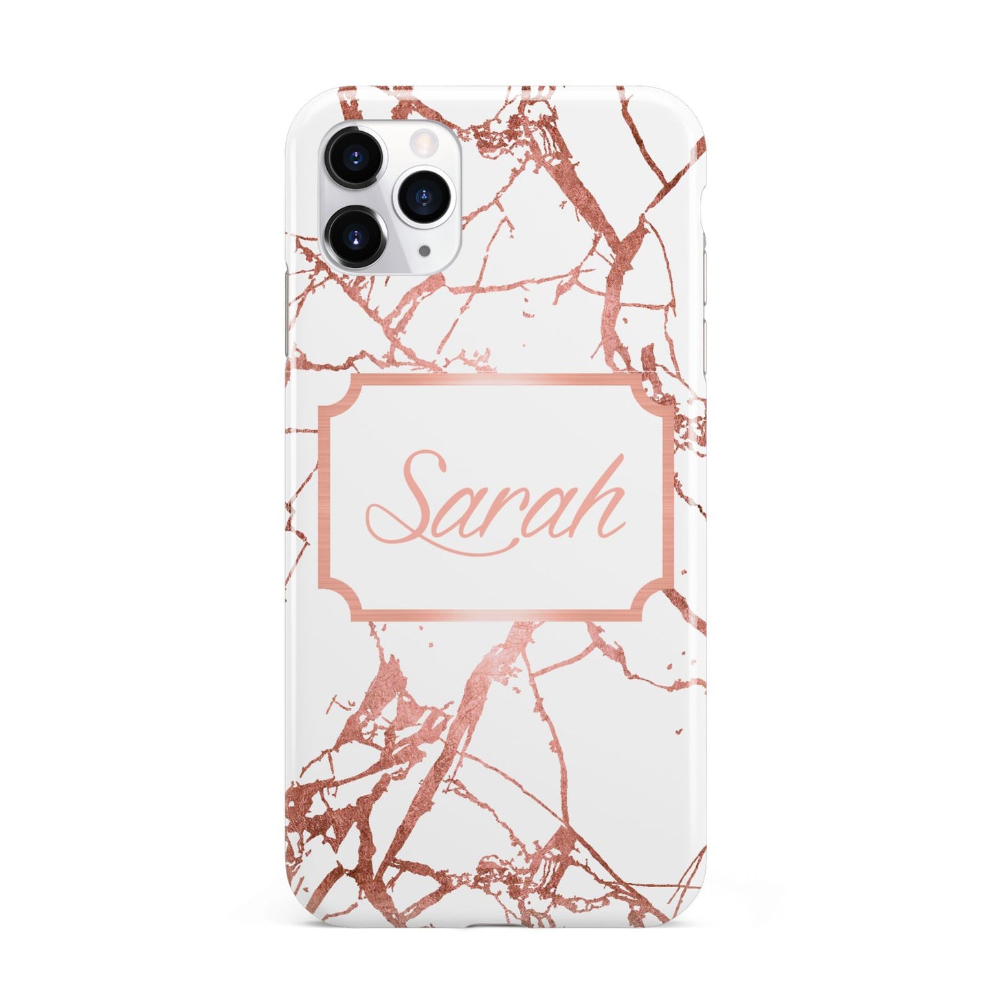 Personalised Rose Gold Marble Name iPhone 11 Pro Max 3D Tough Case