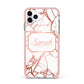 Personalised Rose Gold Marble Name iPhone 11 Pro Max Impact Pink Edge Case