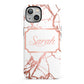 Personalised Rose Gold Marble Name iPhone 13 Full Wrap 3D Tough Case