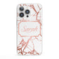 Personalised Rose Gold Marble Name iPhone 13 Pro Clear Bumper Case