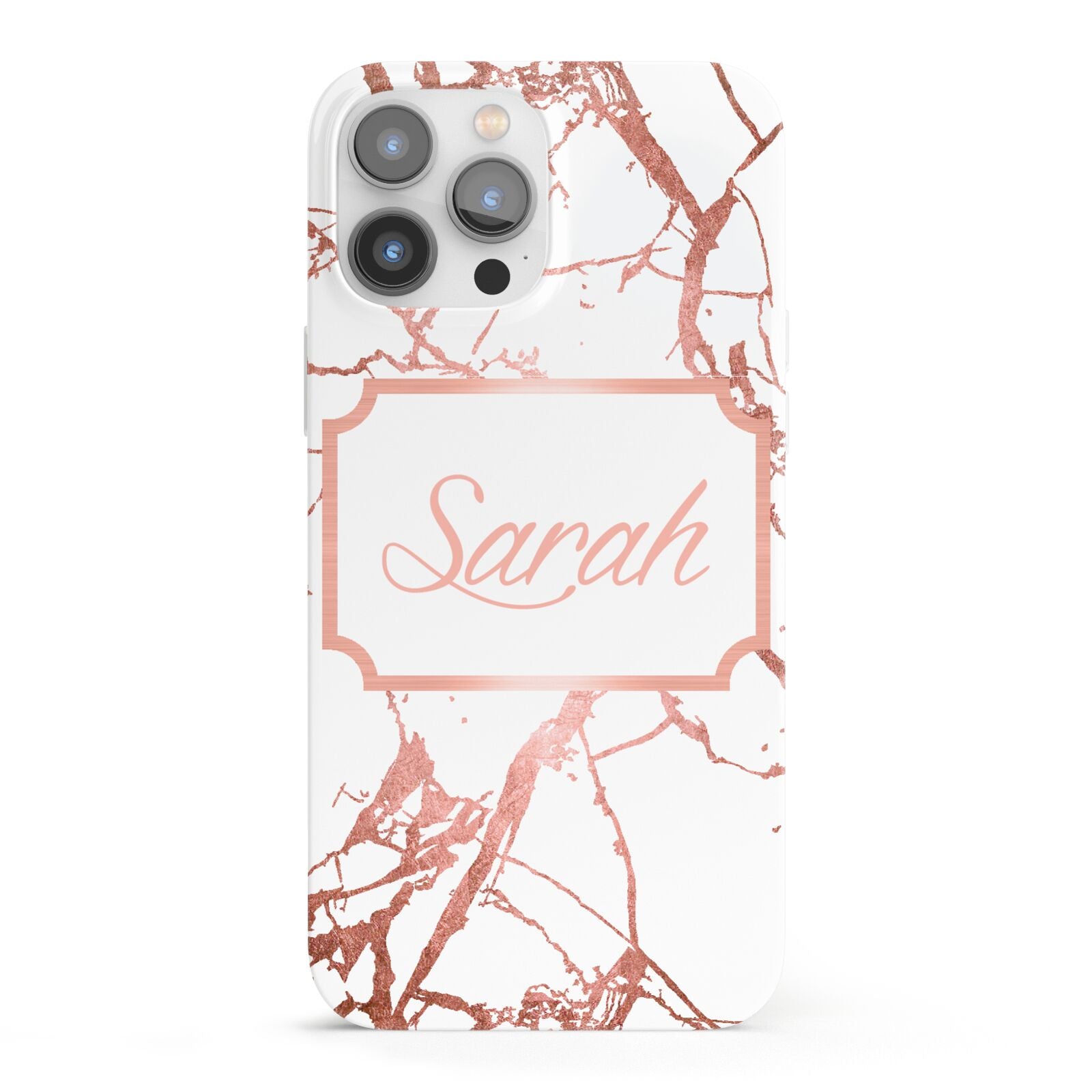 Personalised Rose Gold Marble Name iPhone 13 Pro Max Full Wrap 3D Snap Case