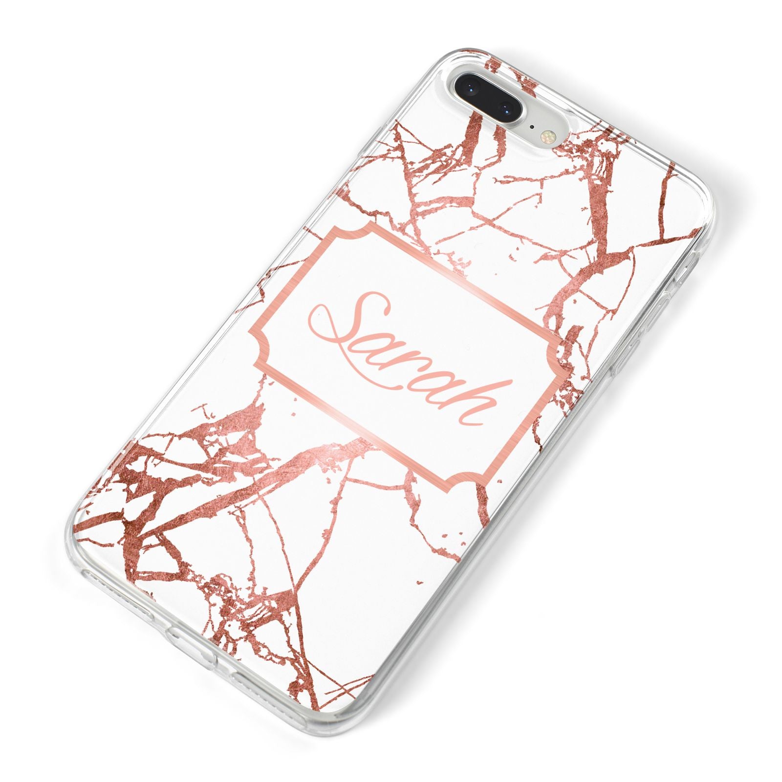 Personalised Rose Gold Marble Name iPhone 8 Plus Bumper Case on Silver iPhone Alternative Image