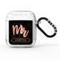 Personalised Rose Gold Mr Surname Marble AirPods Glitter Case