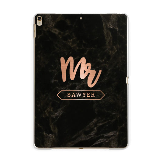 Personalised Rose Gold Mr Surname Marble Apple iPad Gold Case