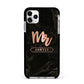 Personalised Rose Gold Mr Surname Marble Apple iPhone 11 Pro Max in Silver with Black Impact Case