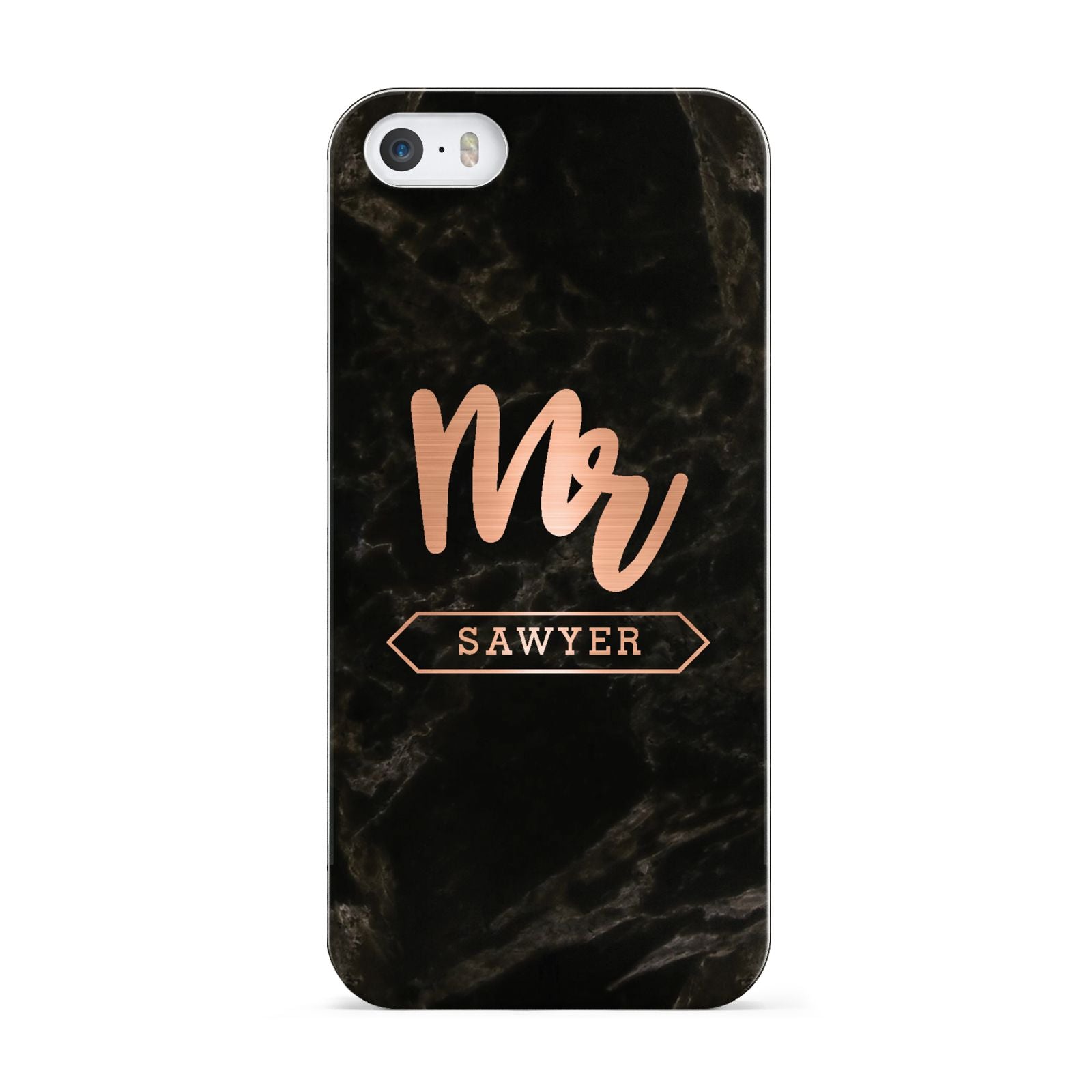 Personalised Rose Gold Mr Surname Marble Apple iPhone 5 Case