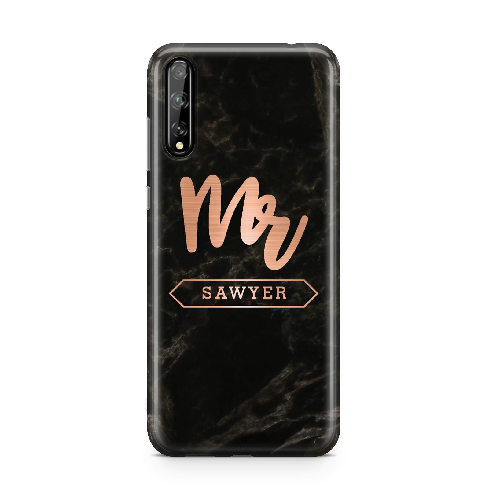 Personalised Rose Gold Mr Surname Marble Huawei Enjoy 10s Phone Case