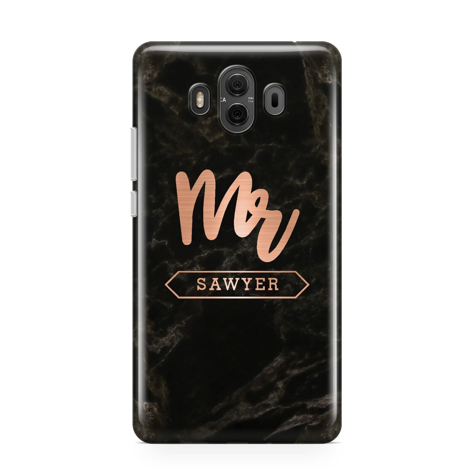 Personalised Rose Gold Mr Surname Marble Huawei Mate 10 Protective Phone Case