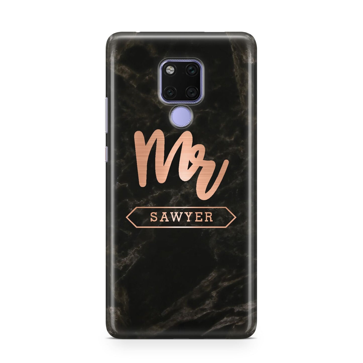 Personalised Rose Gold Mr Surname Marble Huawei Mate 20X Phone Case