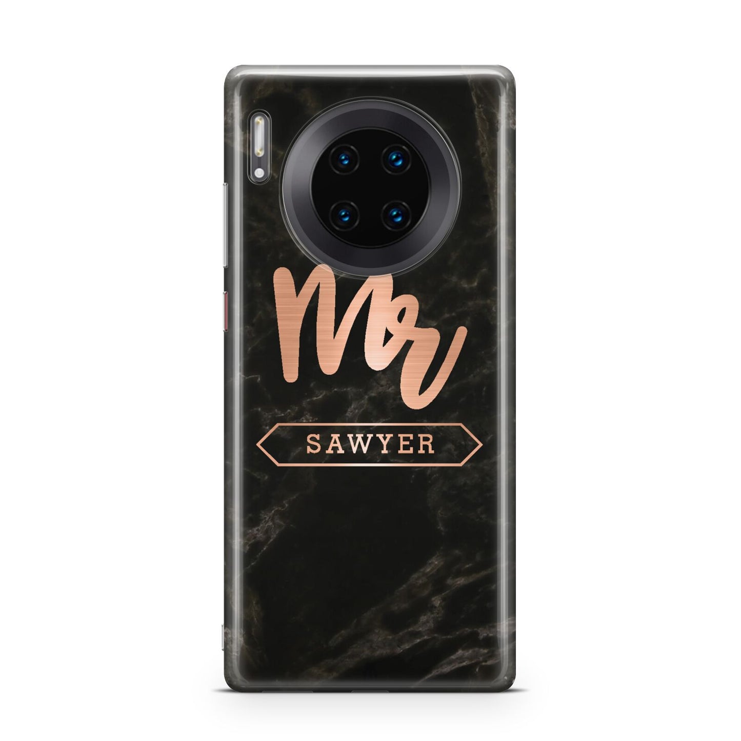 Personalised Rose Gold Mr Surname Marble Huawei Mate 30 Pro Phone Case