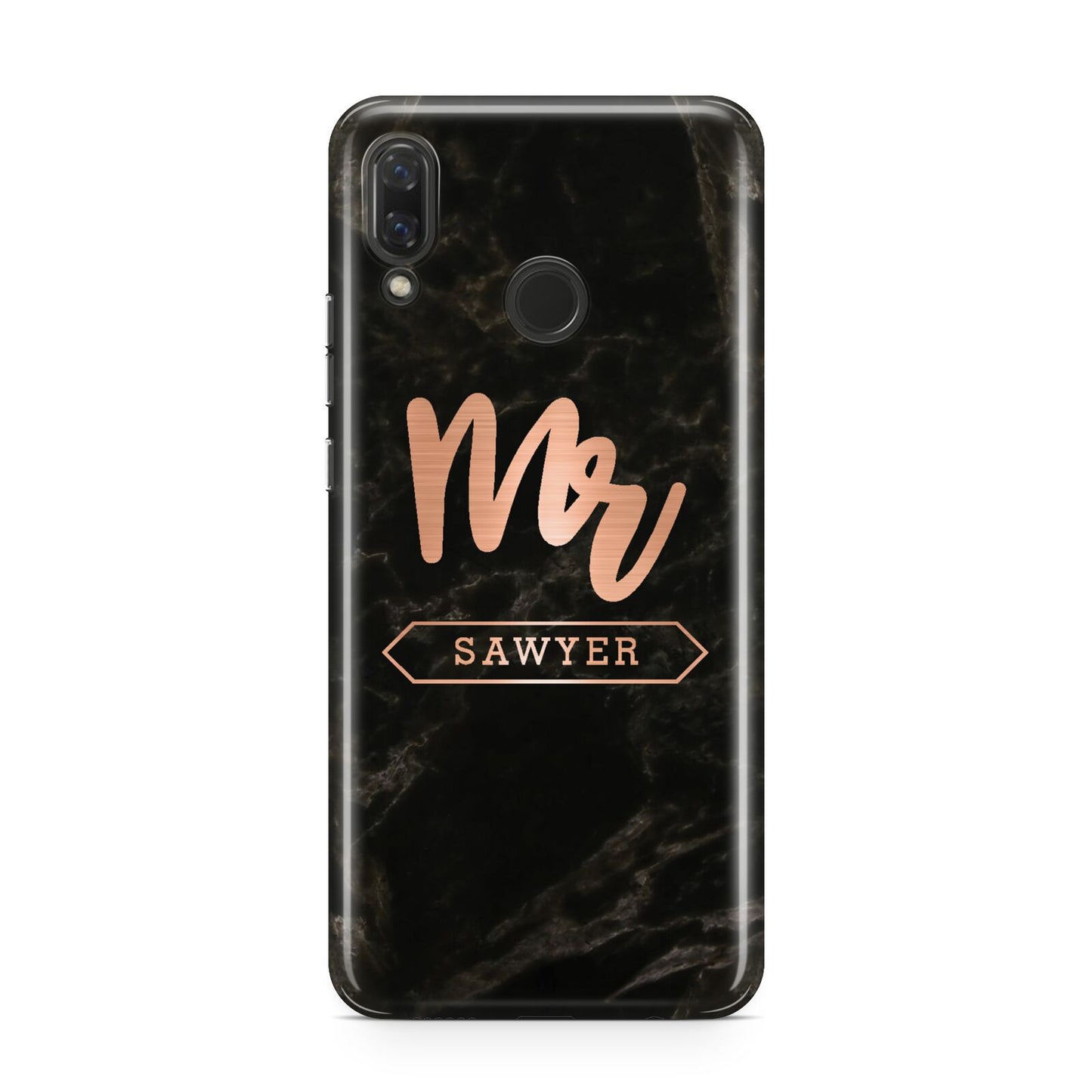 Personalised Rose Gold Mr Surname Marble Huawei Nova 3 Phone Case