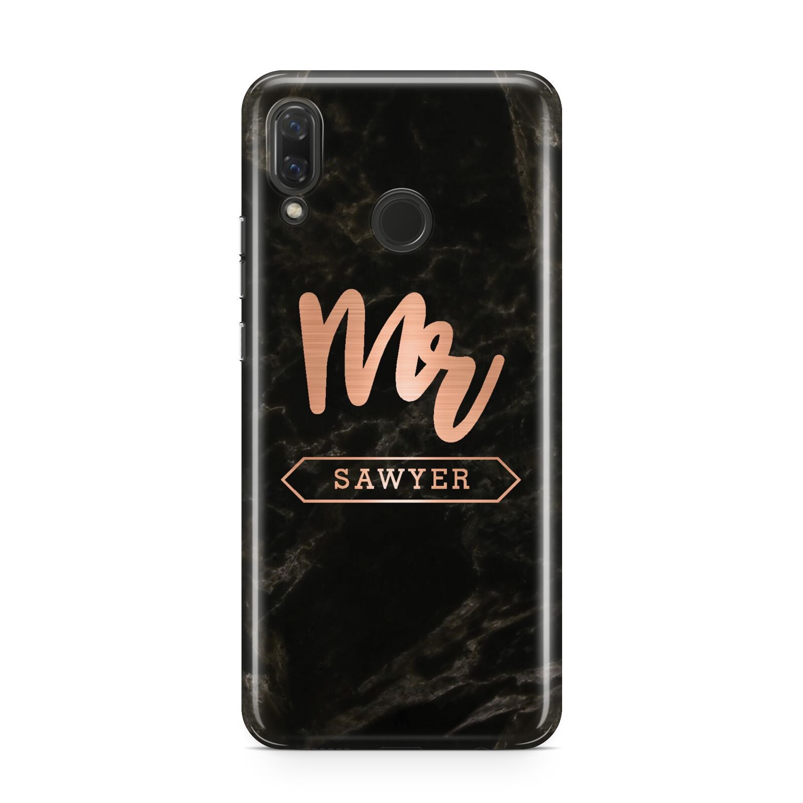 Personalised Rose Gold Mr Surname Marble Huawei Nova 3 Phone Case