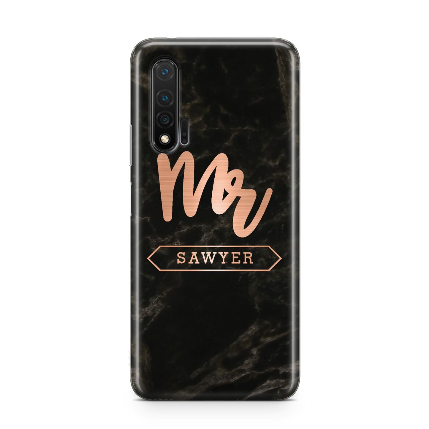 Personalised Rose Gold Mr Surname Marble Huawei Nova 6 Phone Case