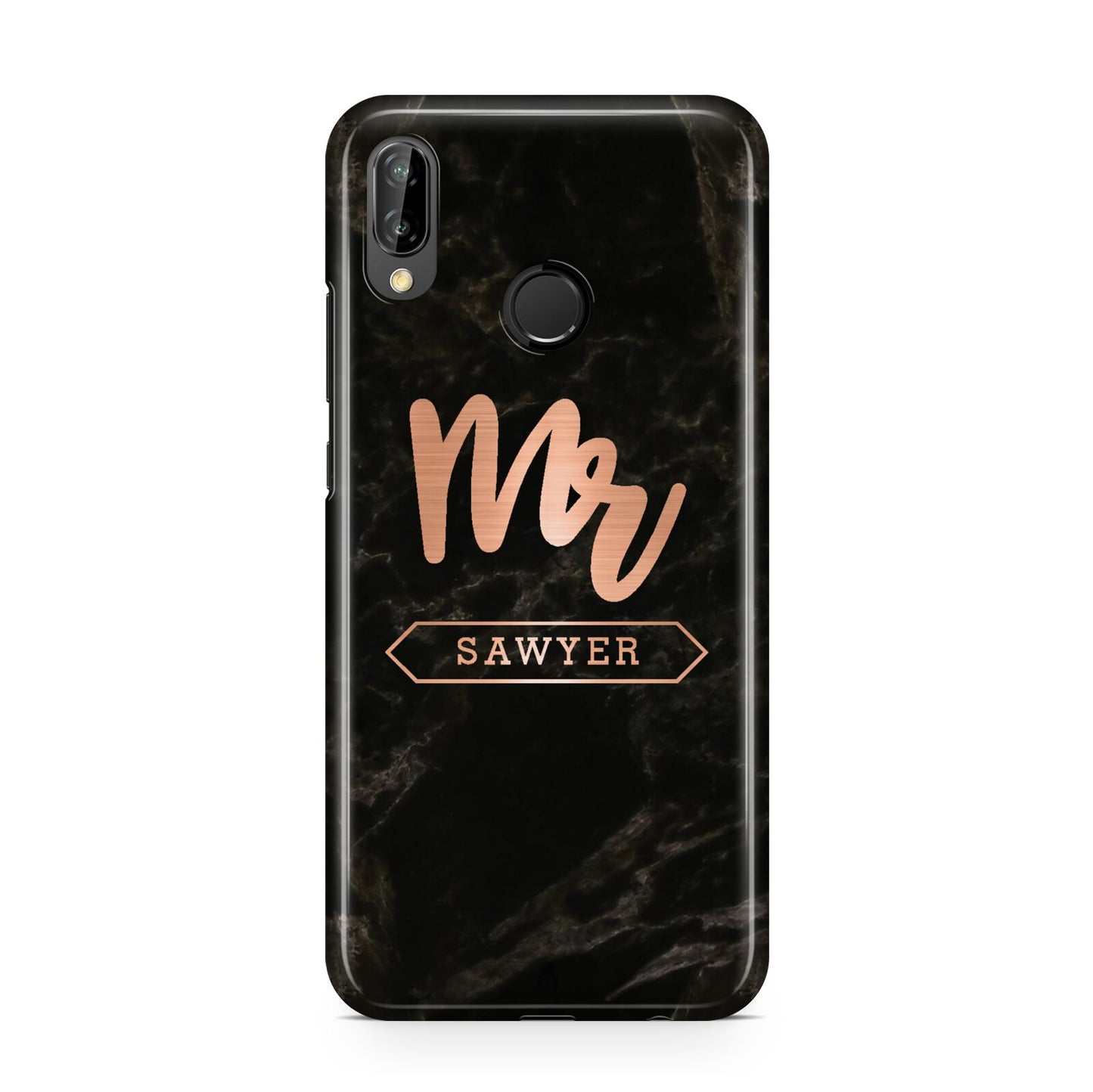 Personalised Rose Gold Mr Surname Marble Huawei P20 Lite Phone Case