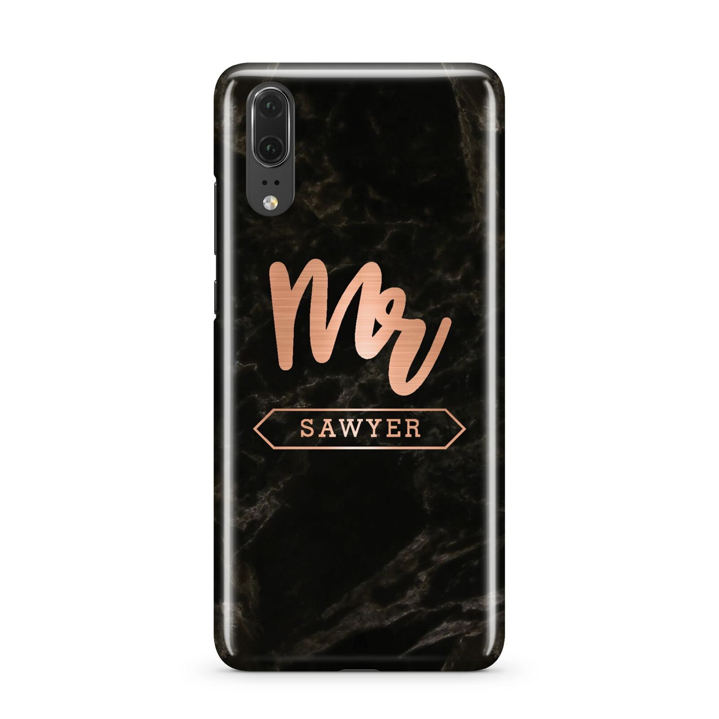 Personalised Rose Gold Mr Surname Marble Huawei P20 Phone Case