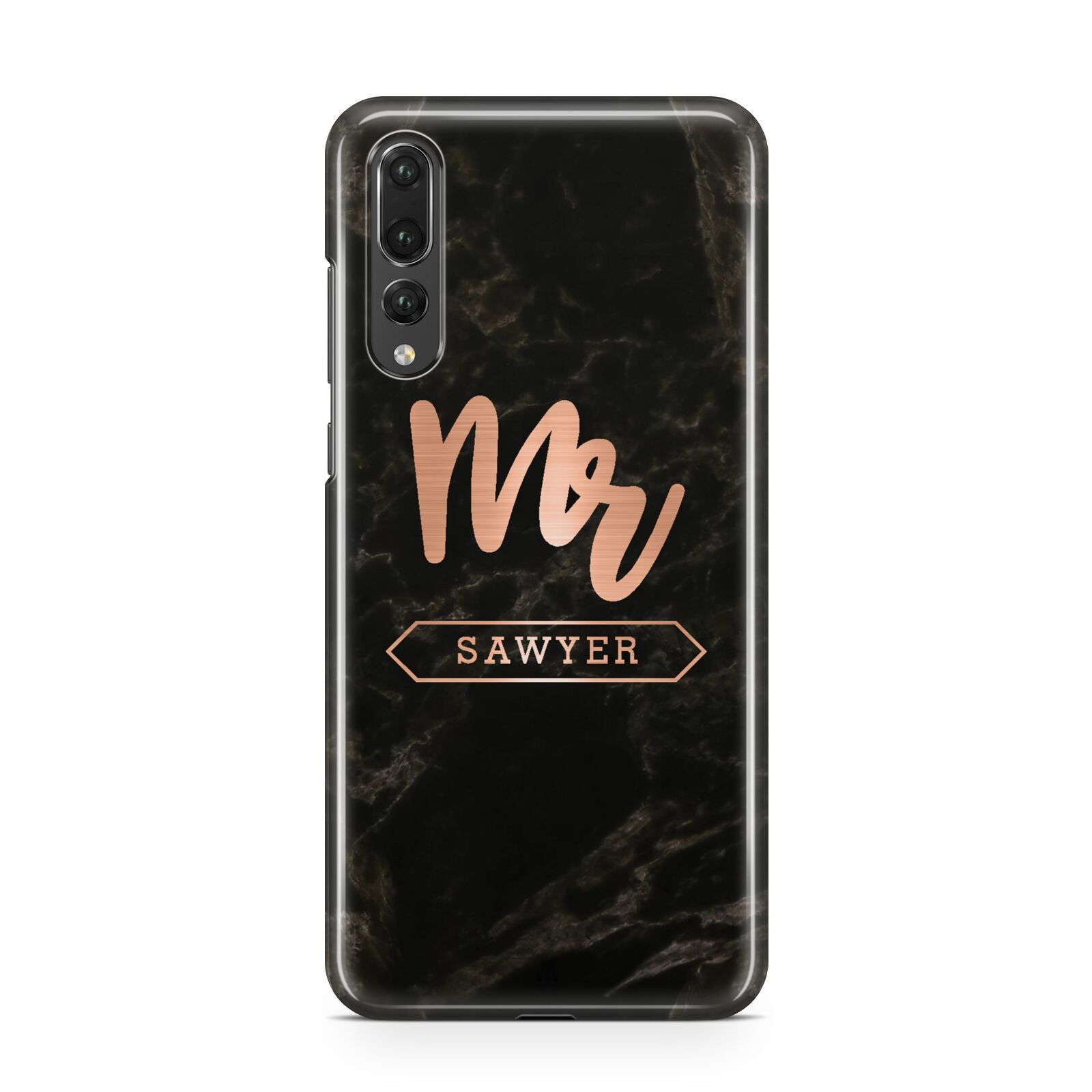 Personalised Rose Gold Mr Surname Marble Huawei P20 Pro Phone Case