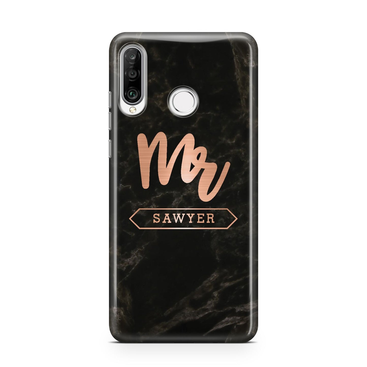 Personalised Rose Gold Mr Surname Marble Huawei P30 Lite Phone Case