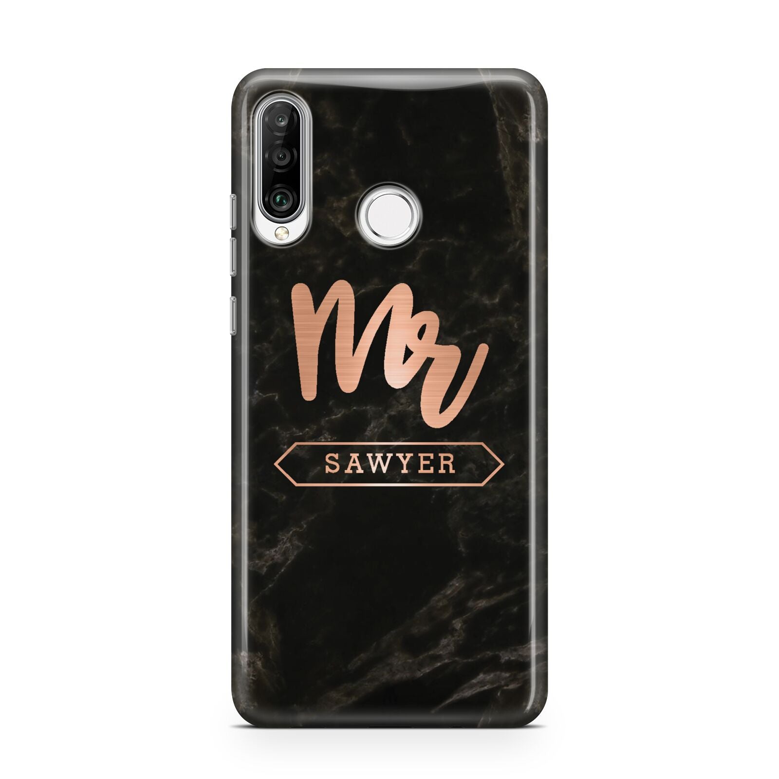 Personalised Rose Gold Mr Surname Marble Huawei P30 Lite Phone Case