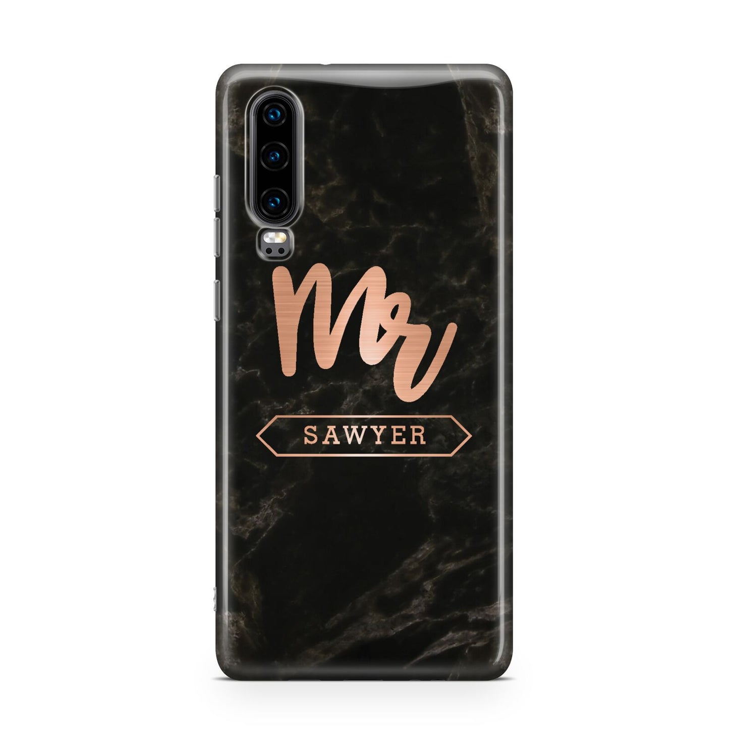 Personalised Rose Gold Mr Surname Marble Huawei P30 Phone Case