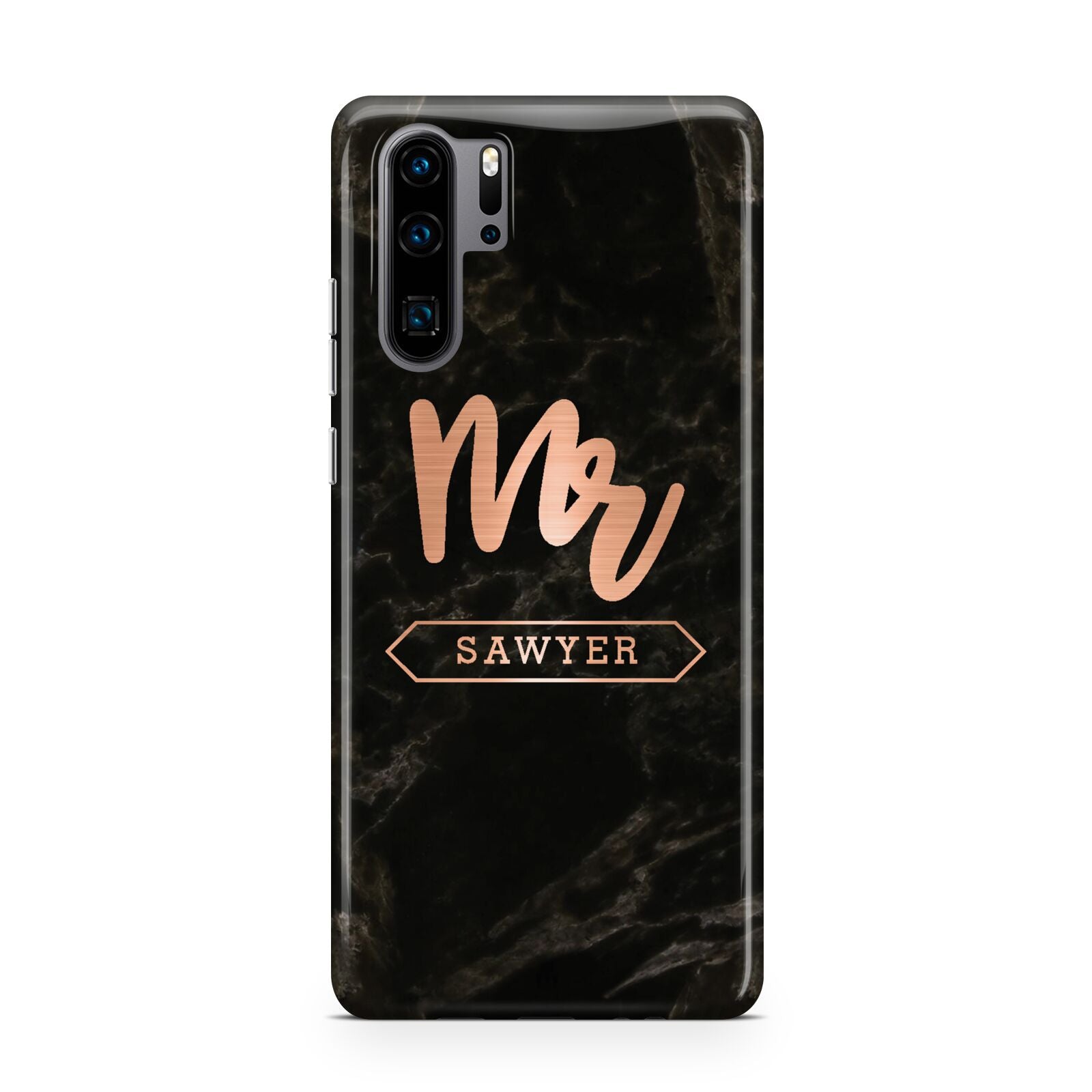 Personalised Rose Gold Mr Surname Marble Huawei P30 Pro Phone Case