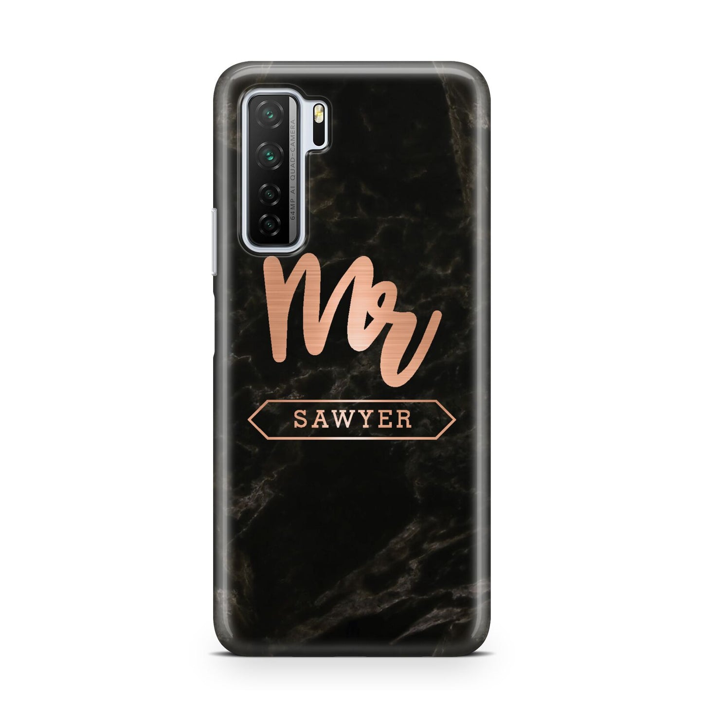 Personalised Rose Gold Mr Surname Marble Huawei P40 Lite 5G Phone Case