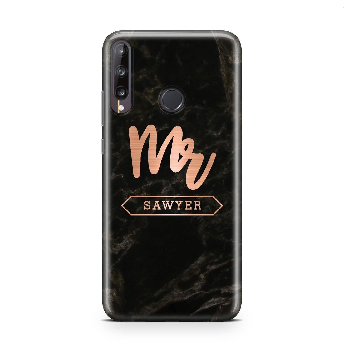 Personalised Rose Gold Mr Surname Marble Huawei P40 Lite E Phone Case