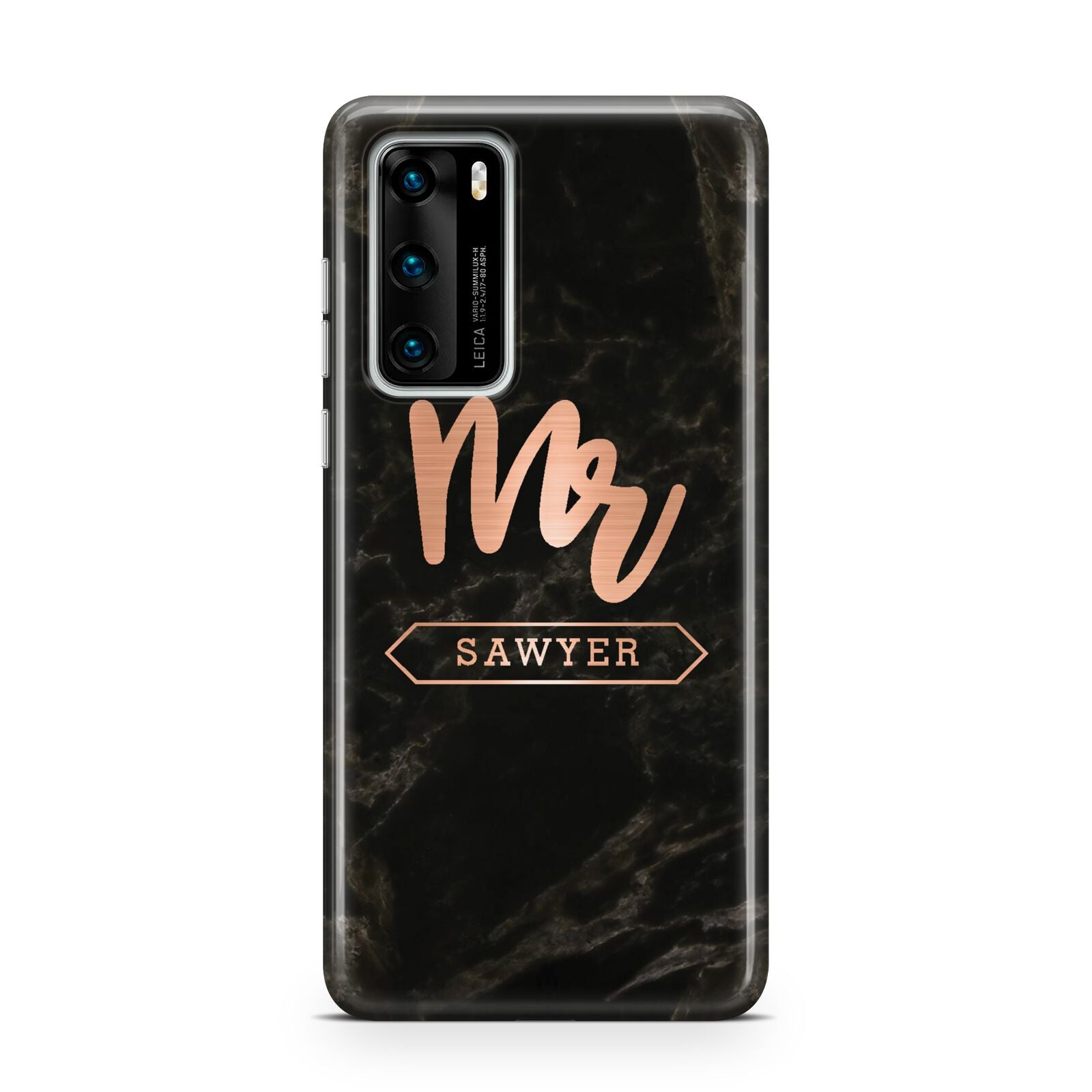 Personalised Rose Gold Mr Surname Marble Huawei P40 Phone Case