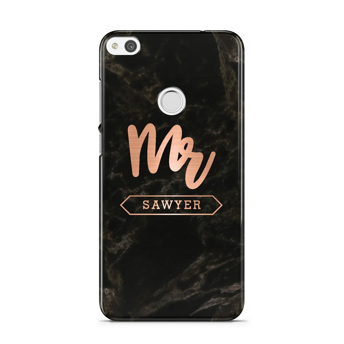 Personalised Rose Gold Mr Surname Marble Huawei P8 Lite Case