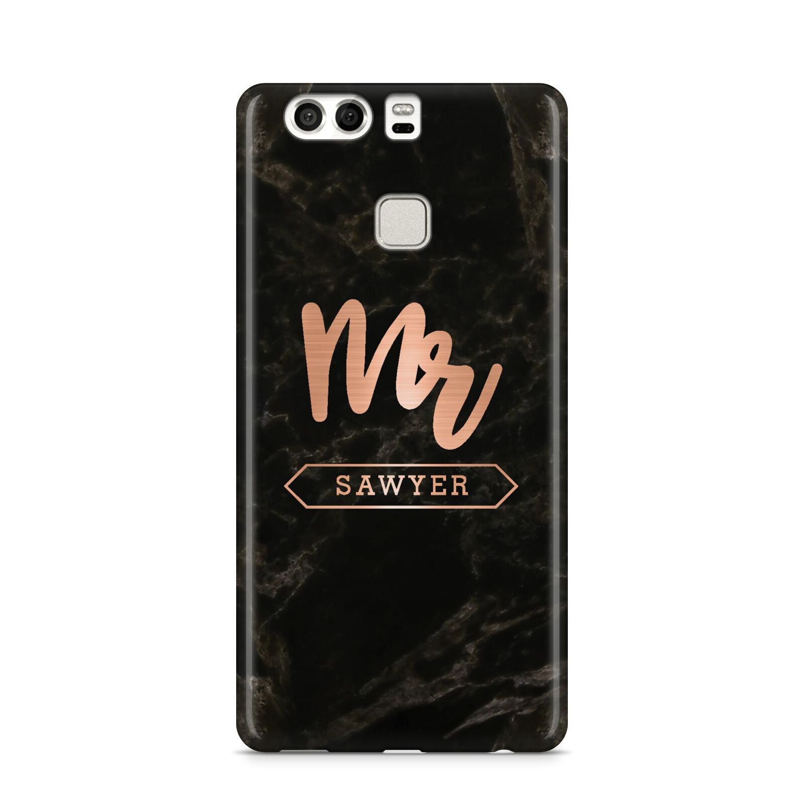 Personalised Rose Gold Mr Surname Marble Huawei P9 Case