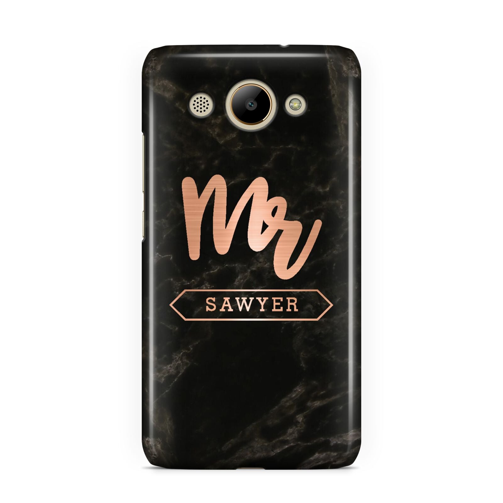 Personalised Rose Gold Mr Surname Marble Huawei Y3 2017